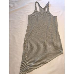 Lululemon Torque Racerback Asymmetrical Tank Top Gray White Stripe Sz 6 Small